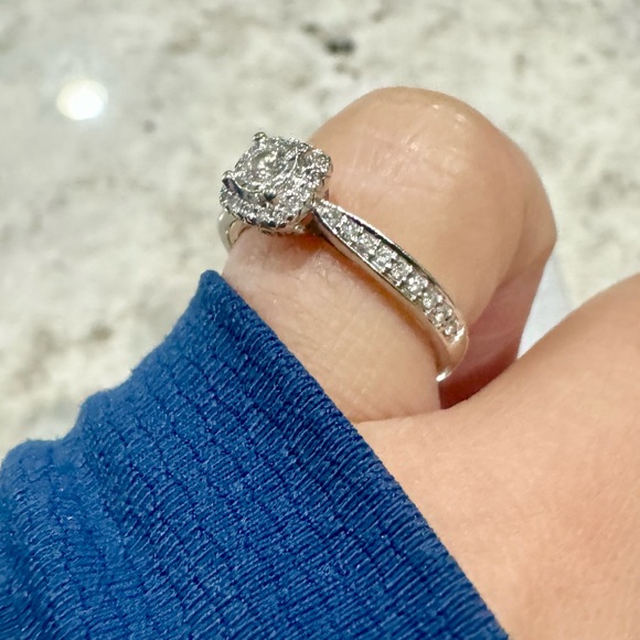 Zales Diamond Cushion Frame Engagement Ring in 10K Two-Tone Gold Size 6.5 - Picture 16 of 17